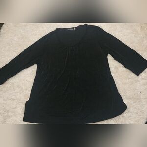 Travel Elegance Women's Black Scoop Neck Top Blouse Sz. XL